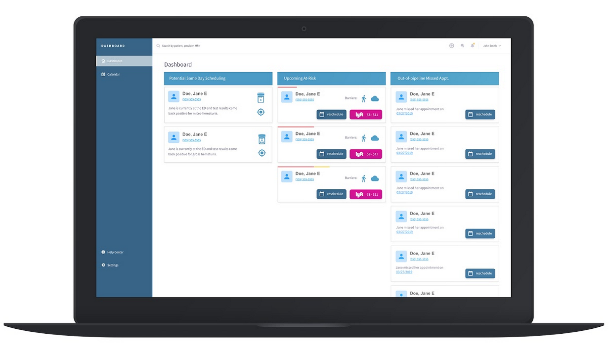 upcoming patient dashboard